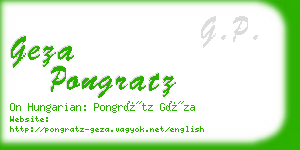 geza pongratz business card